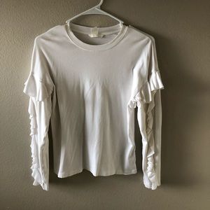 White ruffle tee